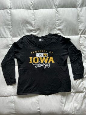 Russell Athletic Black Baseball Tee University of Iowa Women’s XXL